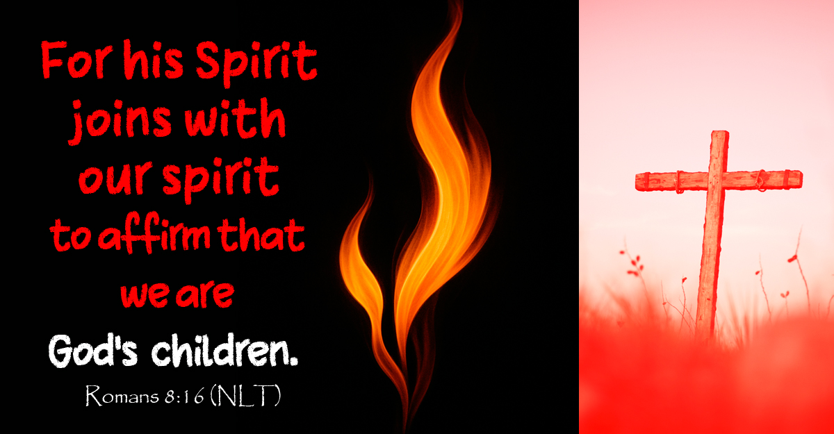 Large single flame coupled with small single flame, symbolizing Romans 8:16